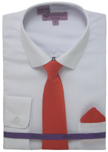 BOYS DRESSY SHIRTS (LONG SLEEVE) WHT/RED